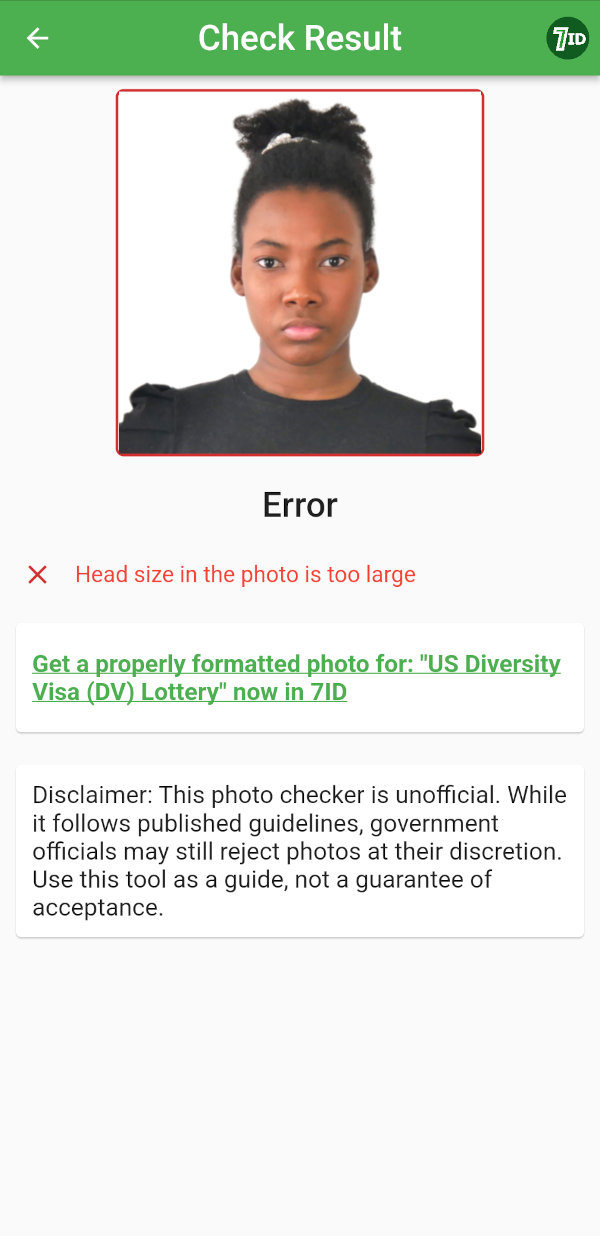 7ID DV Program photo checker - slæm mynd